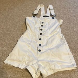 Volcom White Denim Short Overalls/Romper